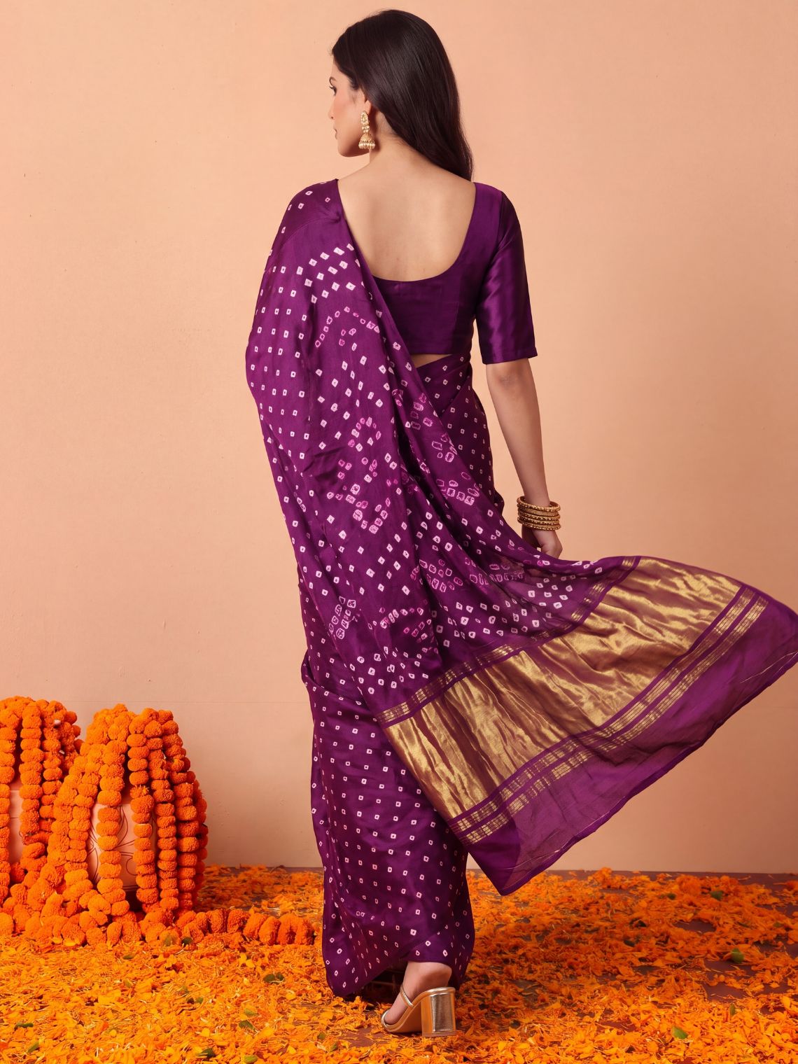Ragini Modal Satin Bandhani Saree - Chowkhat Lifestyle
