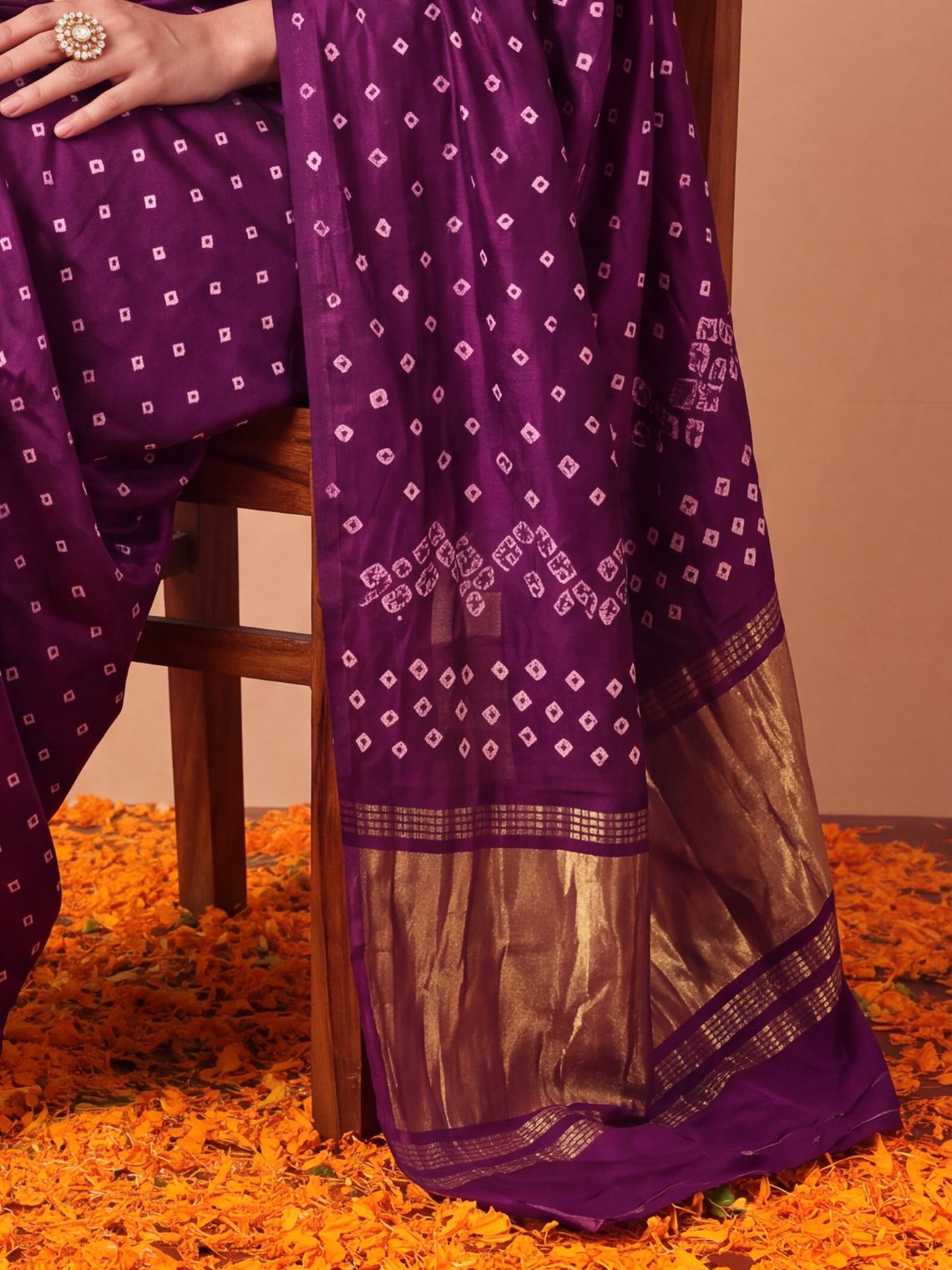 Ragini Modal Satin Bandhani Saree - Chowkhat Lifestyle