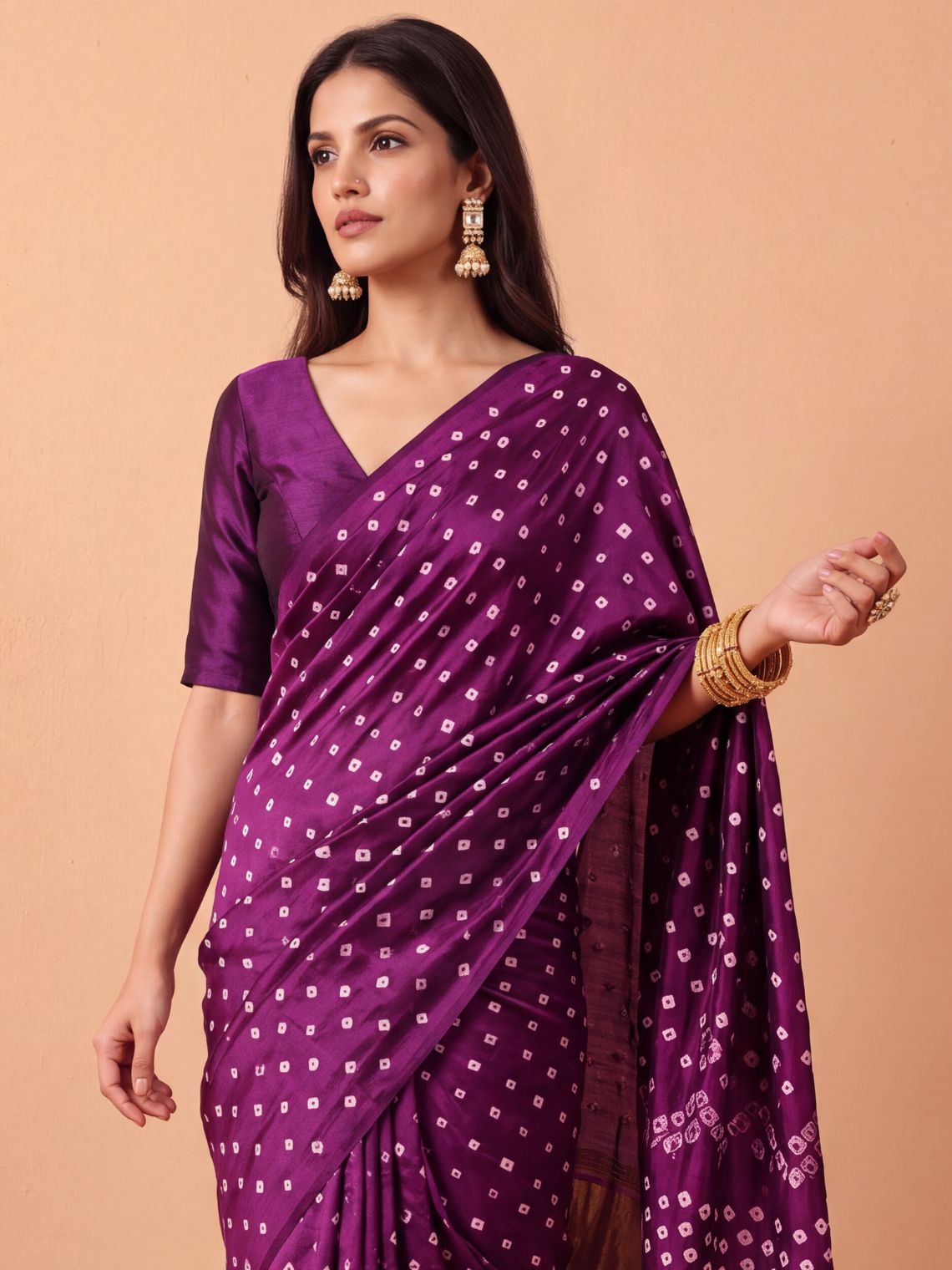 Ragini Modal Satin Bandhani Saree - Chowkhat Lifestyle