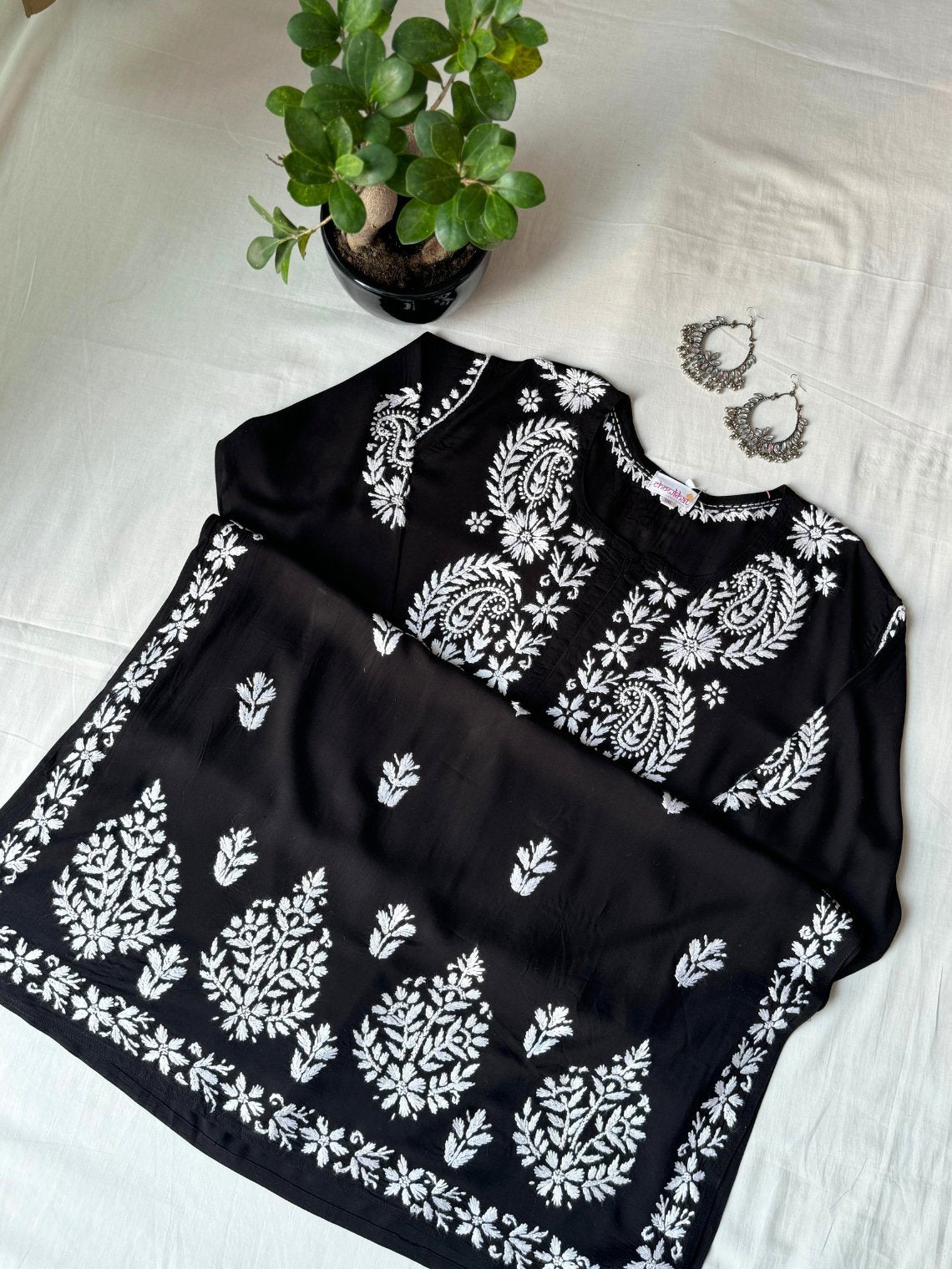 Noor - e - Ada Modal Long Chikankari Kurti - Special Size - Chowkhat Lifestyle