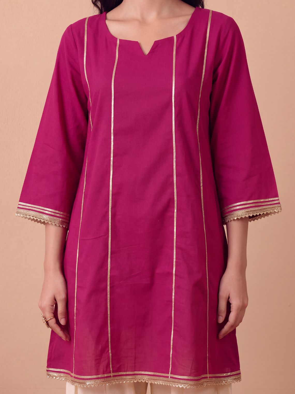 Zoya Cotton Kali Kurta with Gota & Lace Detailing - Chowkhat Lifestyle
