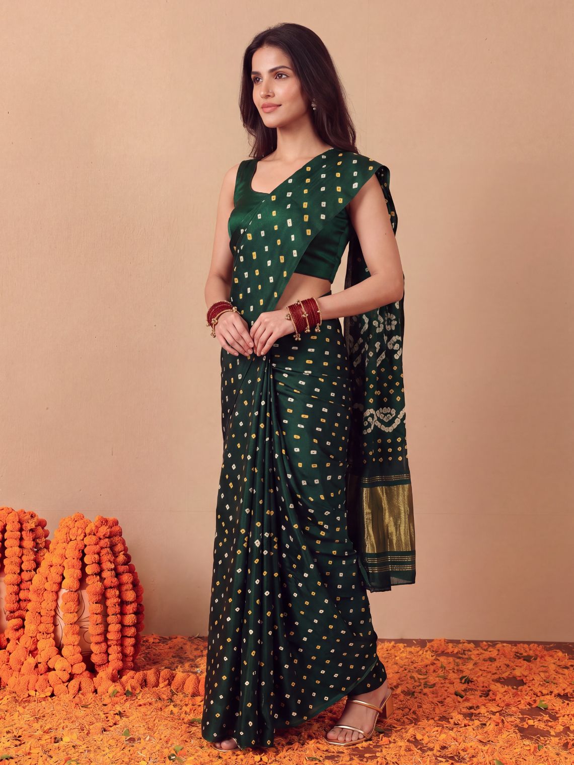 Ragini Modal Satin Bandhani Saree - Chowkhat Lifestyle
