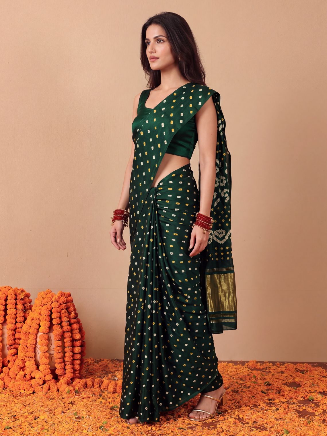 Ragini Modal Satin Bandhani Saree - Chowkhat Lifestyle
