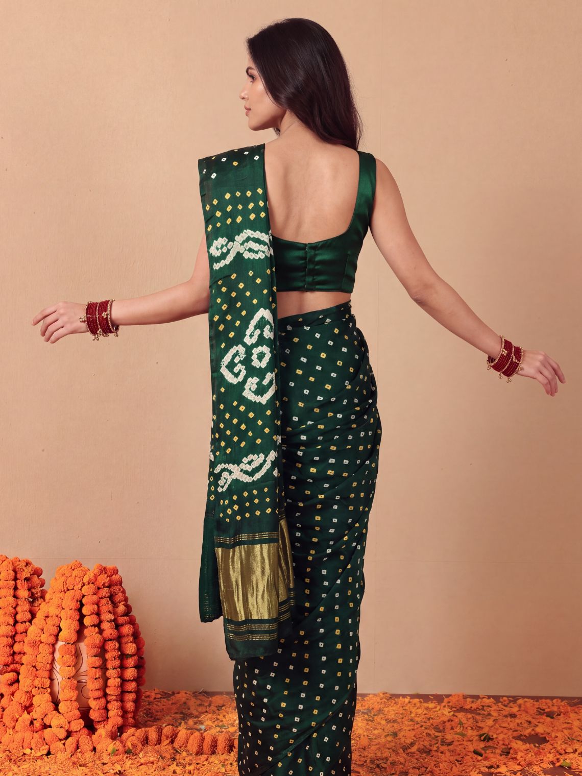 Ragini Modal Satin Bandhani Saree - Chowkhat Lifestyle