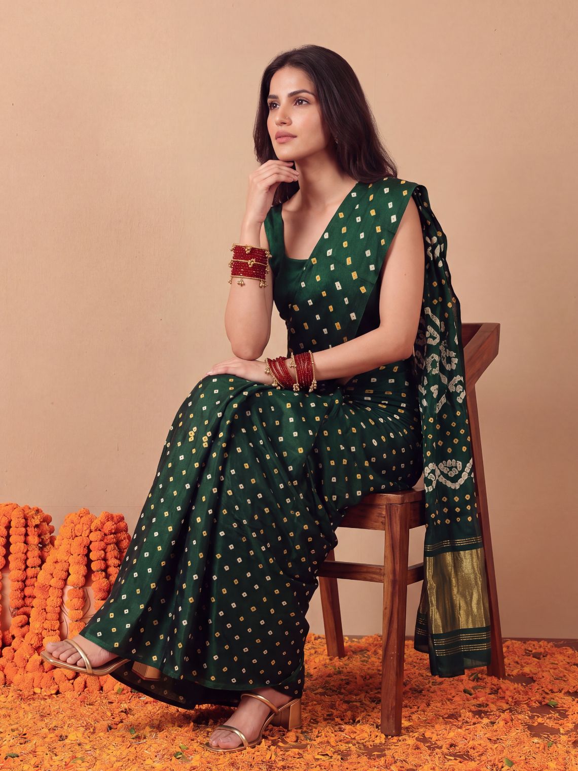 Ragini Modal Satin Bandhani Saree - Chowkhat Lifestyle