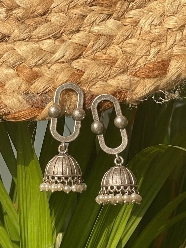 Pearl Jhumki German Silver Earrings - Chowkhat Lifestyle