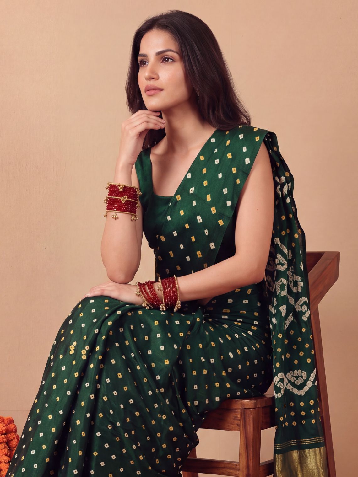 Ragini Modal Satin Bandhani Saree - Chowkhat Lifestyle