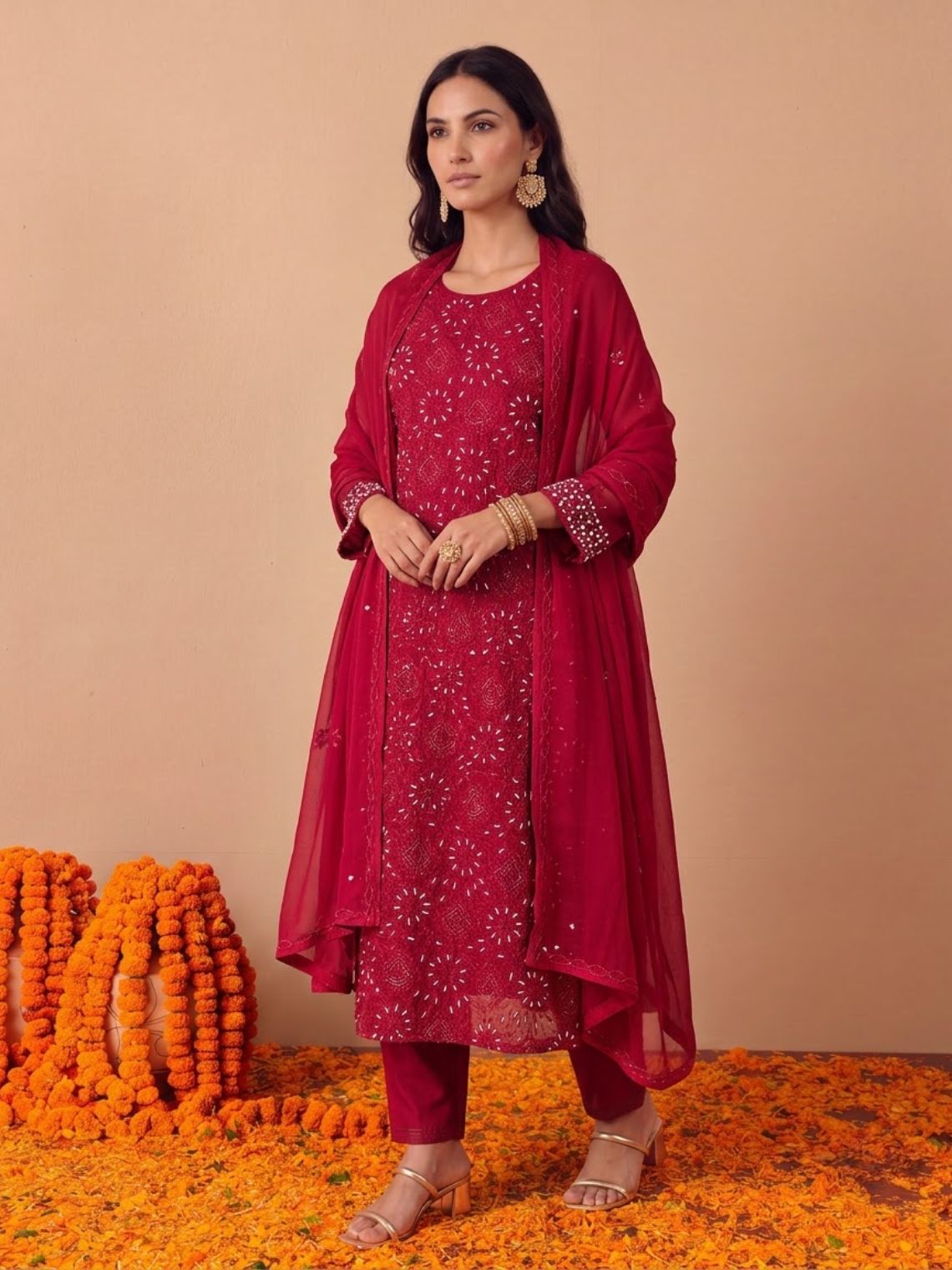Gulnar Hand Embroidered Chikankari Viscose Georgette Unstitched Suit set