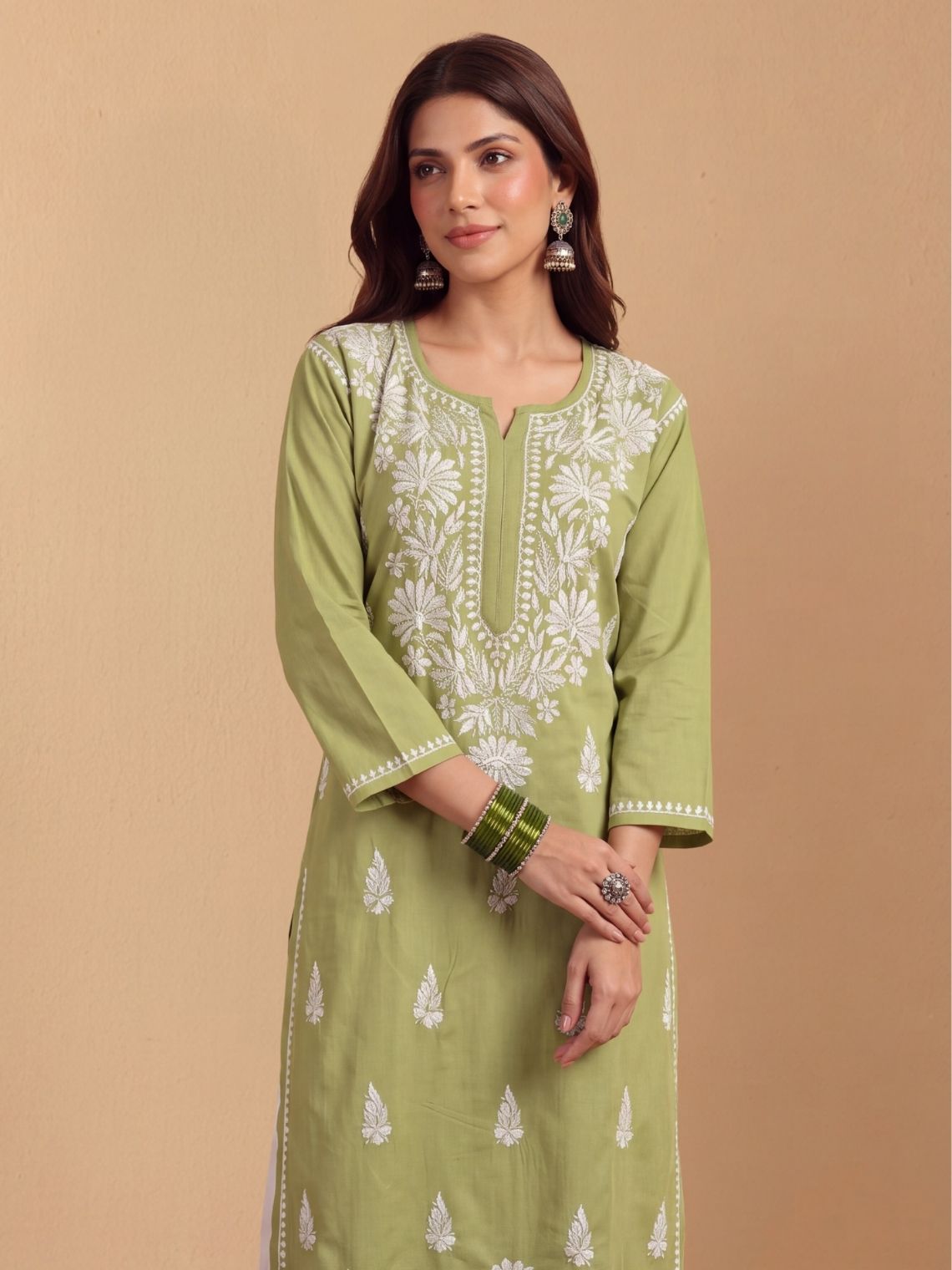 Nira Rayon Chikankari Long Kurta - Chowkhat Lifestyle