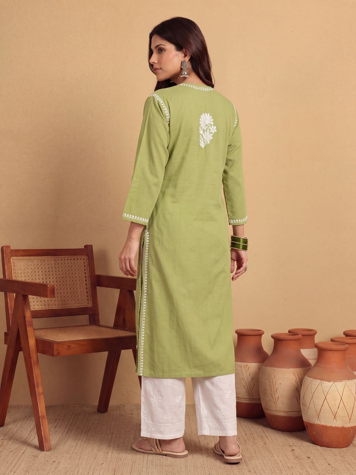 Nira Rayon Chikankari Long Kurta - Chowkhat Lifestyle