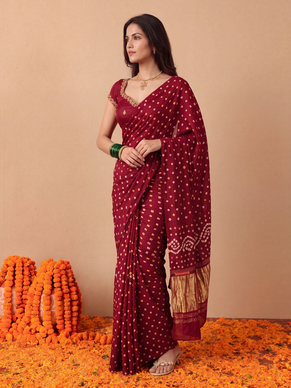 Ragini Modal Satin Bandhani Saree - Chowkhat Lifestyle
