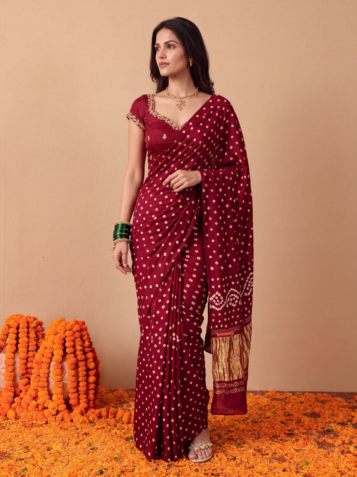Ragini Modal Satin Bandhani Saree - Chowkhat Lifestyle