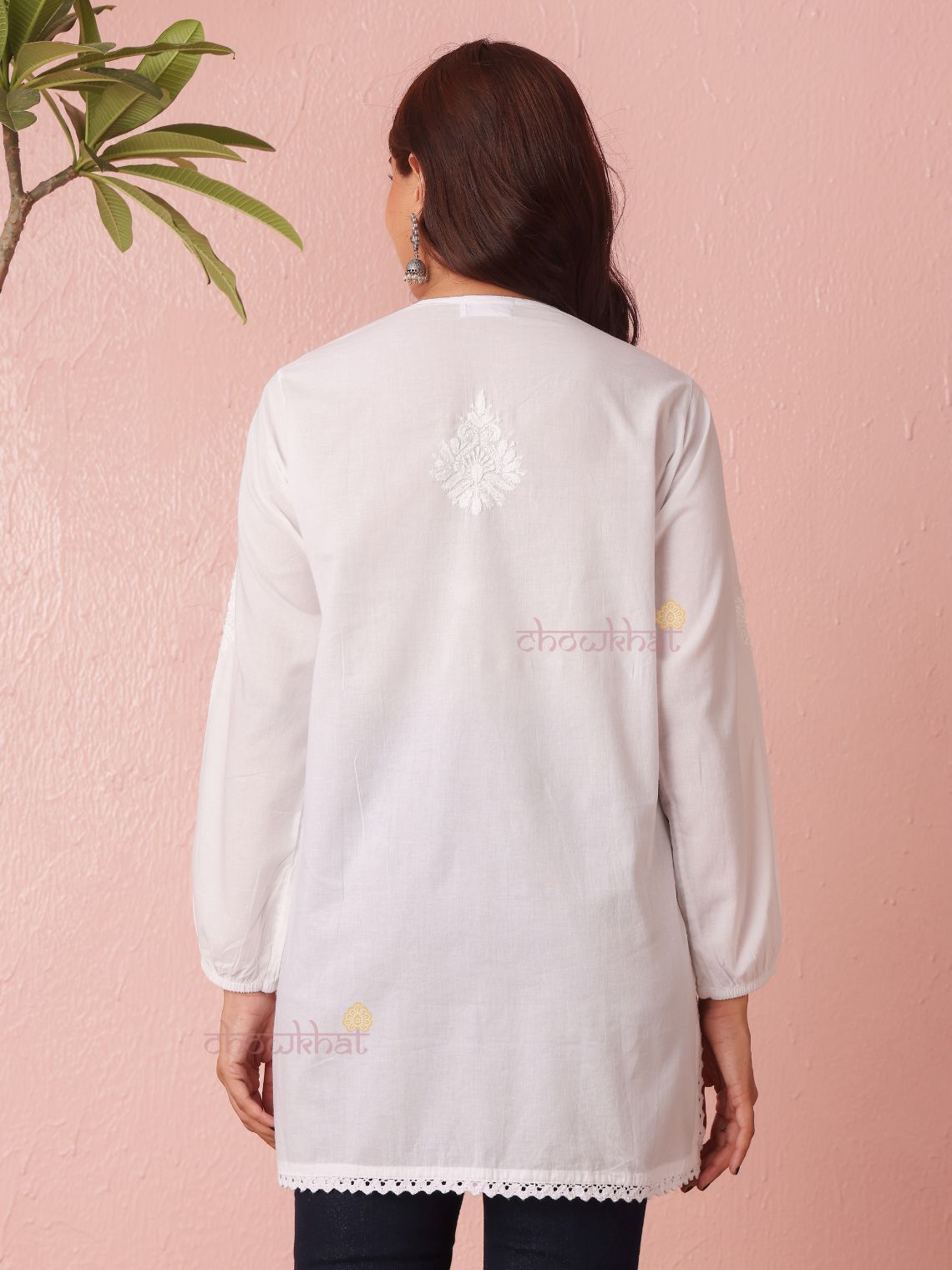 Sahiba Cotton Straight Short Chikankari Kurti - Chowkhat Lifestyle