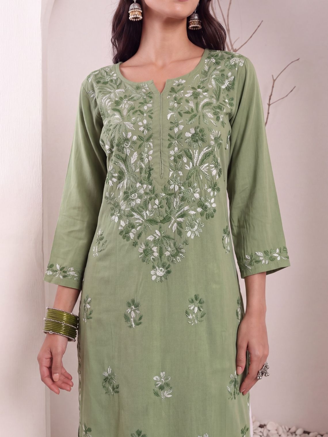 Mayuri Rayon Straight Chikankari Long Kurta - Chowkhat Lifestyle