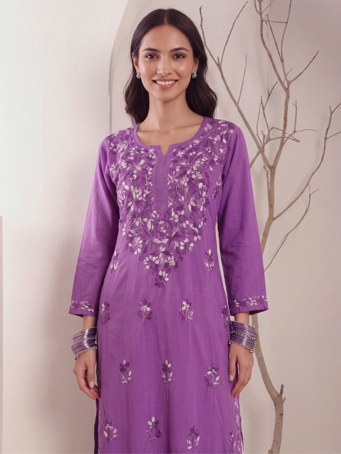 Mayuri Rayon Straight Chikankari Long Kurta - Chowkhat Lifestyle