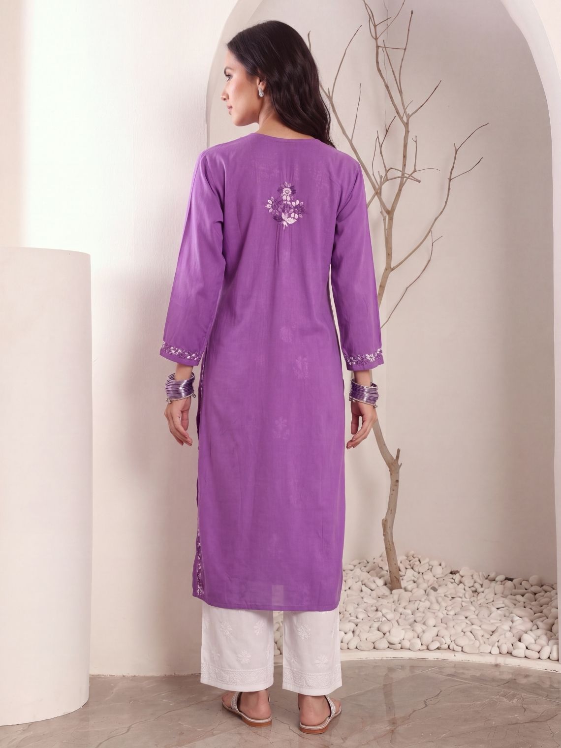 Mayuri Rayon Straight Chikankari Long Kurta - Chowkhat Lifestyle