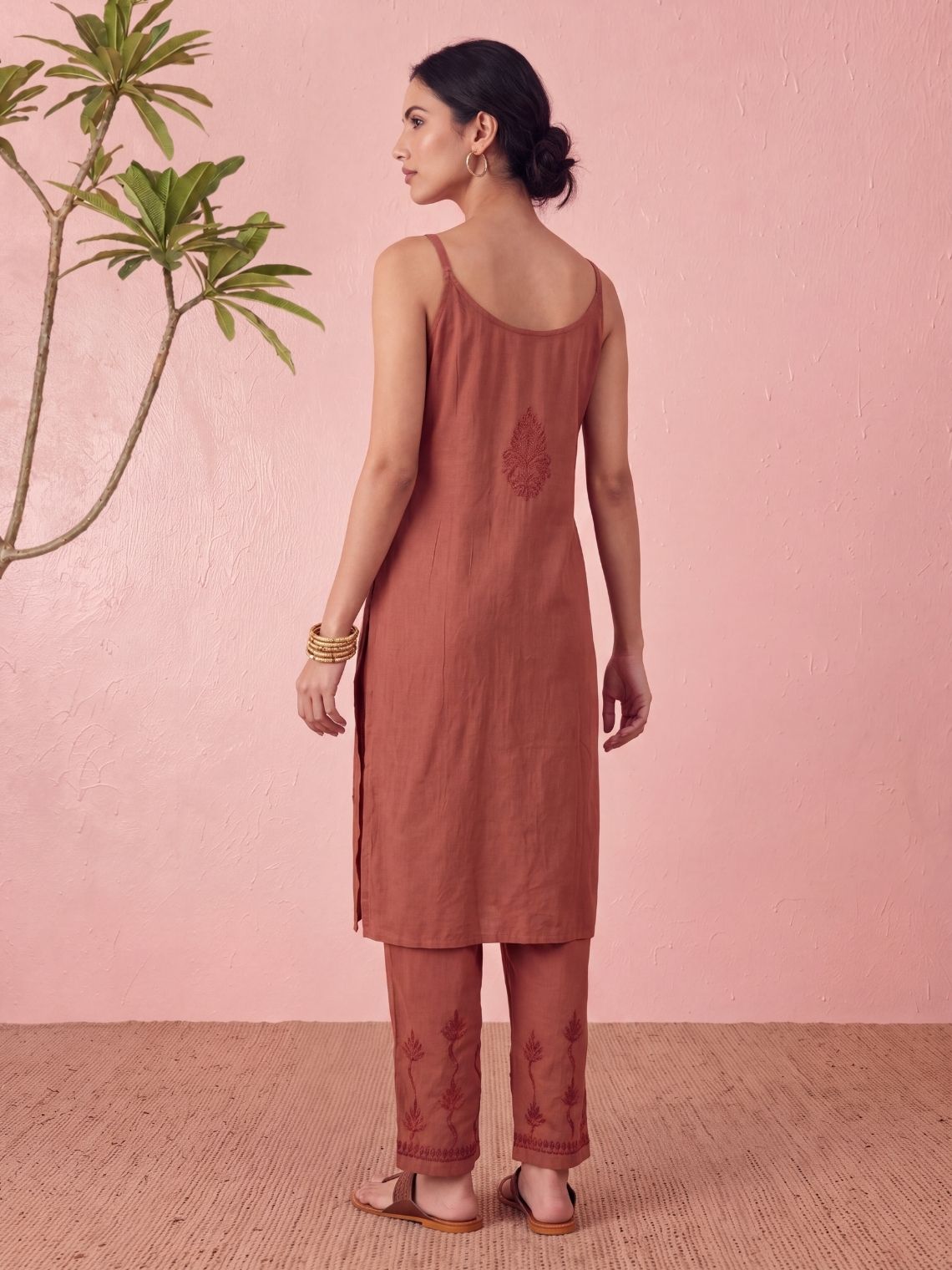 Anamika Rayon Strap Chikankari Kurta & Palazzo Set - Chowkhat Lifestyle