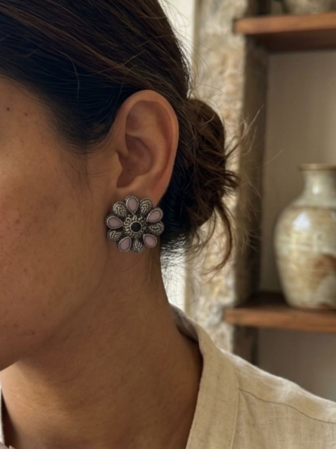 Bloom Floral Oxidised Earrings - Chowkhat Lifestyle