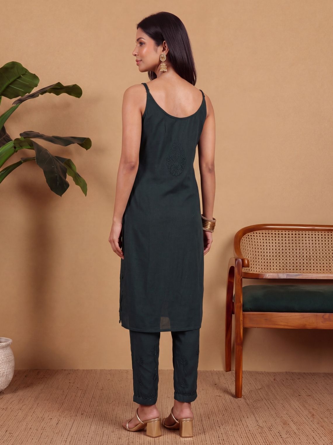Anamika Rayon Strap Chikankari Kurta & Palazzo Set - Chowkhat Lifestyle