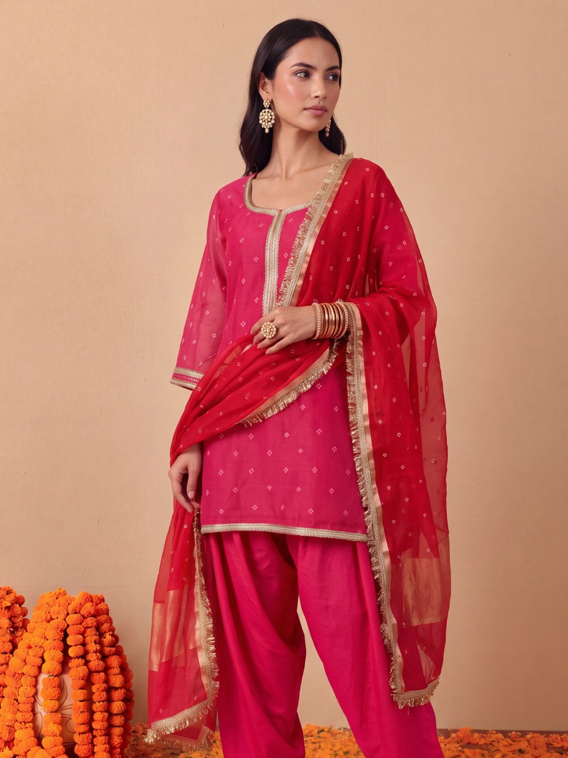 Ziya Bandhani Mul Chanderi Farshi Salwar Suit set - Chowkhat Lifestyle