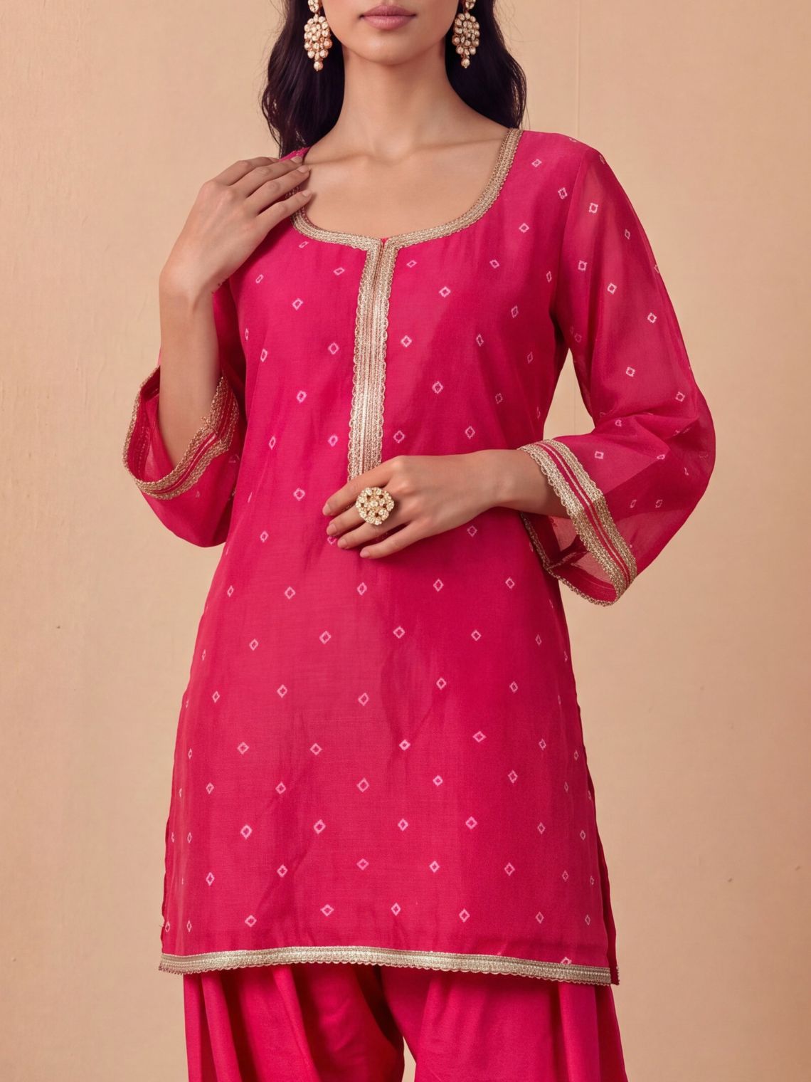Ziya Bandhani Mul Chanderi Farshi Salwar Suit set - Chowkhat Lifestyle