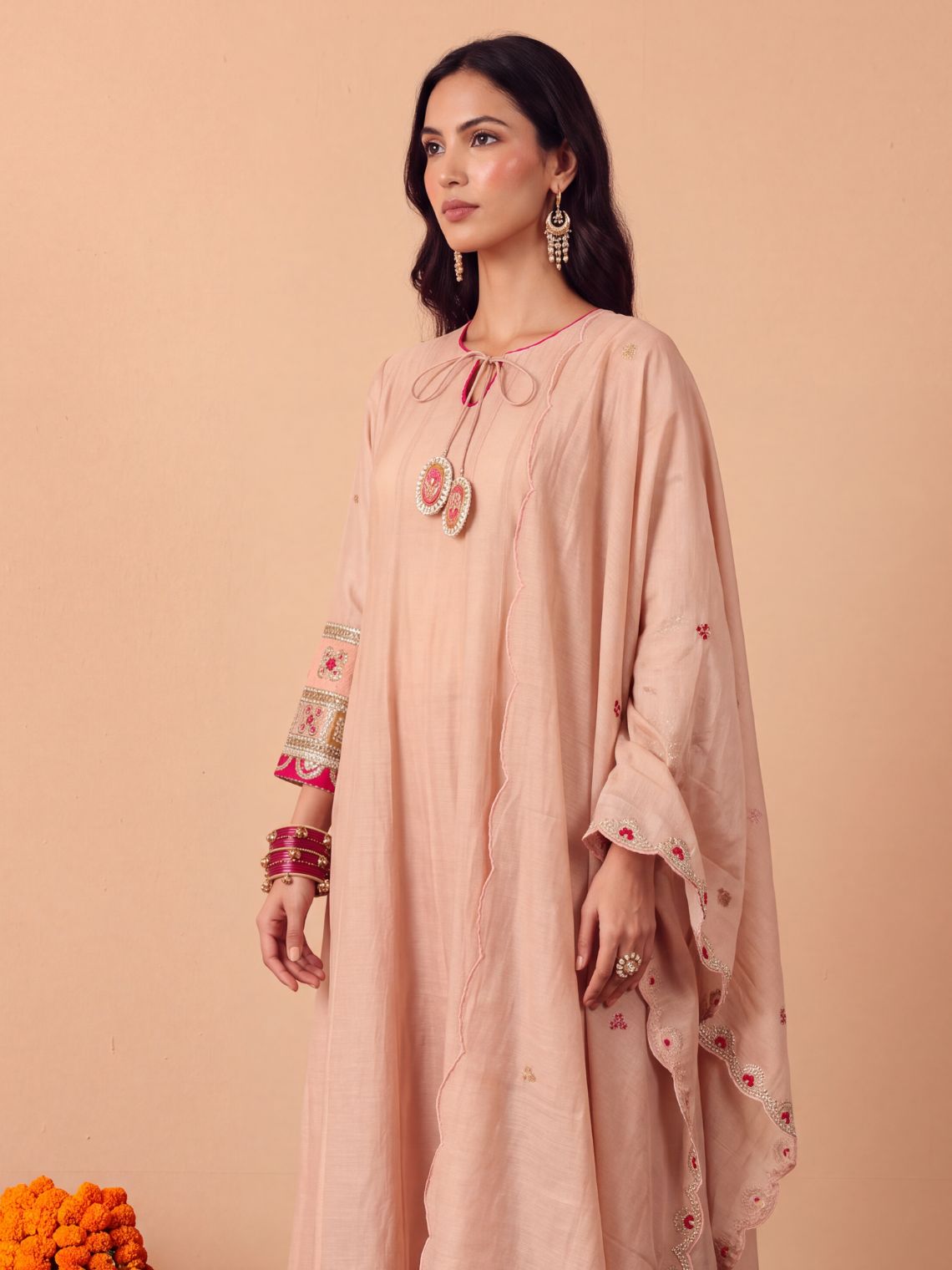 Pankhuri Mul Cotton Hand Embroidered Anarkali Long Suit set - Chowkhat Lifestyle