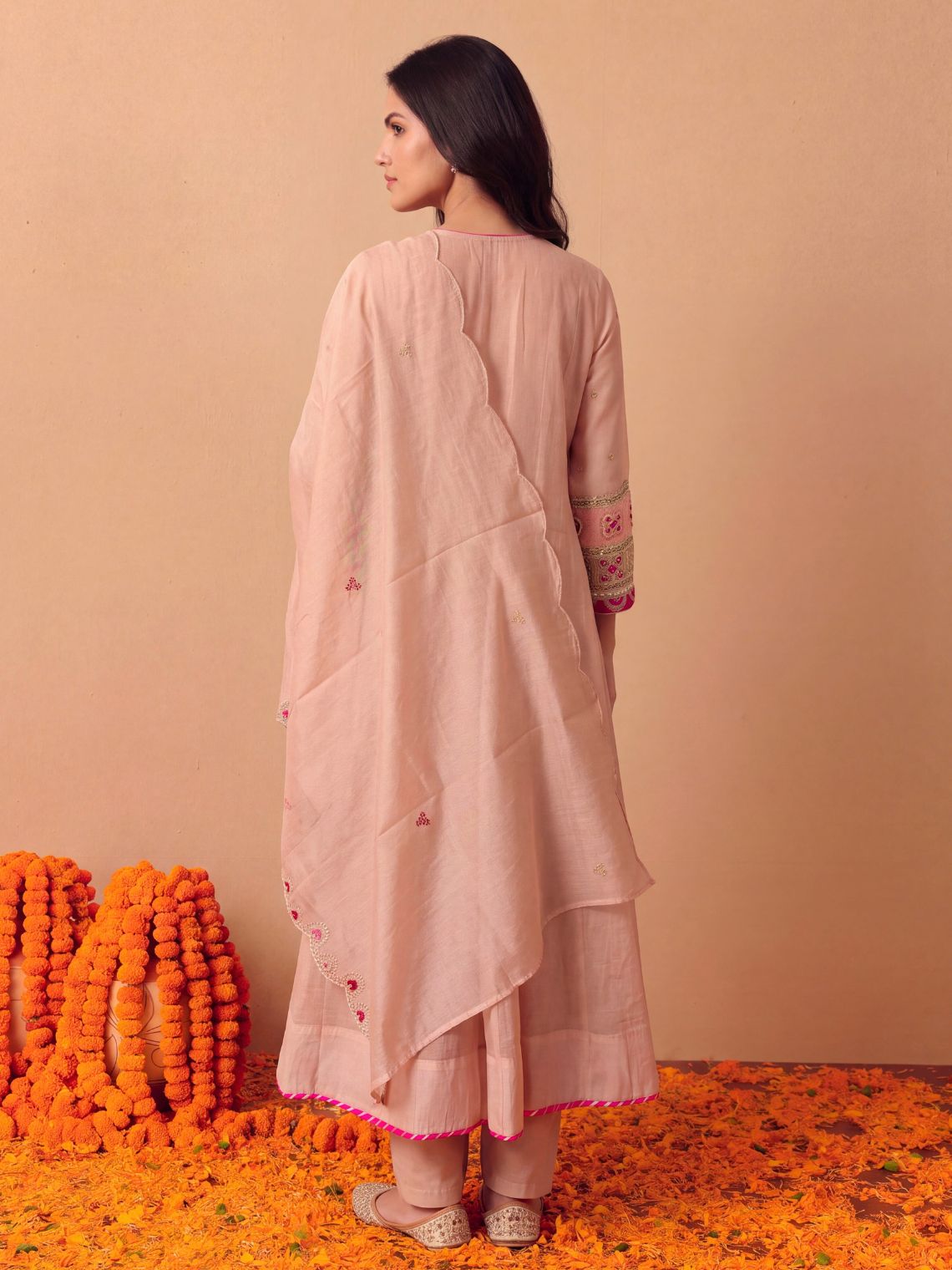 Pankhuri Mul Cotton Hand Embroidered Anarkali Long Suit set - Chowkhat Lifestyle