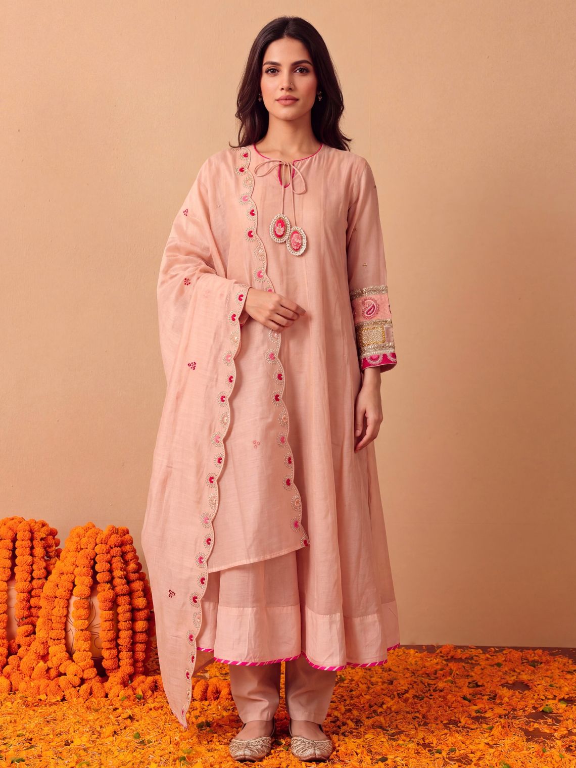 Pankhuri Mul Cotton Hand Embroidered Anarkali Long Suit set - Chowkhat Lifestyle