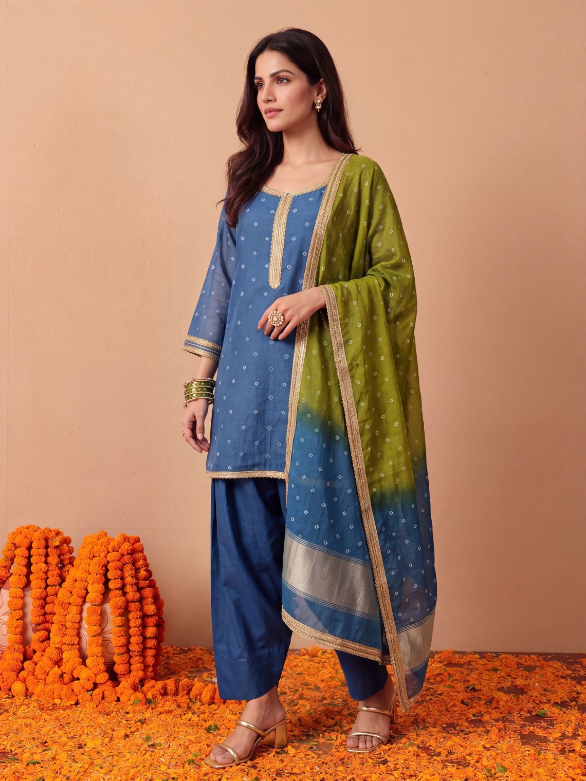 Ziya Bandhani Mul Chanderi Farshi Salwar Suit set - Chowkhat Lifestyle