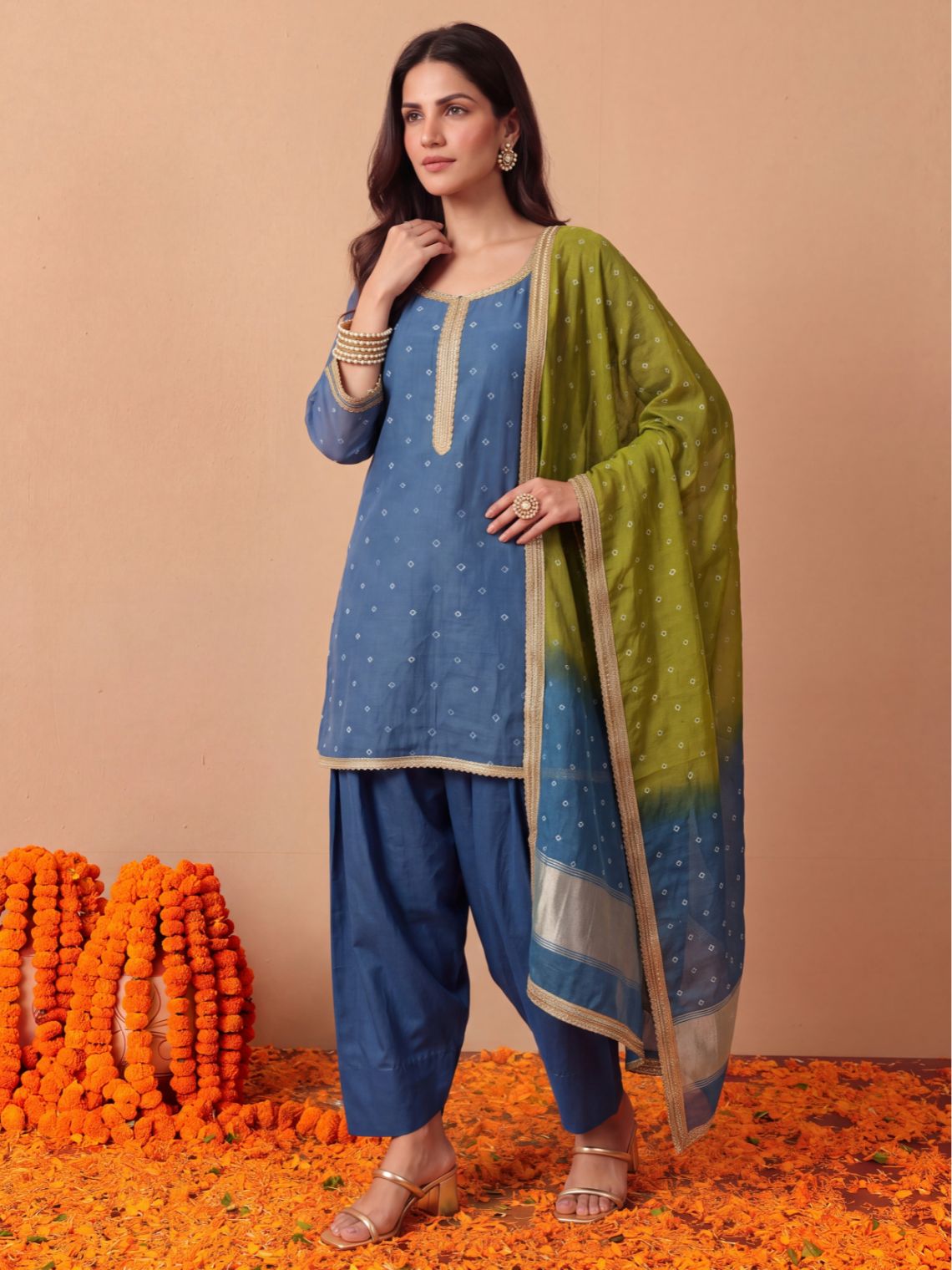 Ziya Bandhani Mul Chanderi Farshi Salwar Suit set - Chowkhat Lifestyle