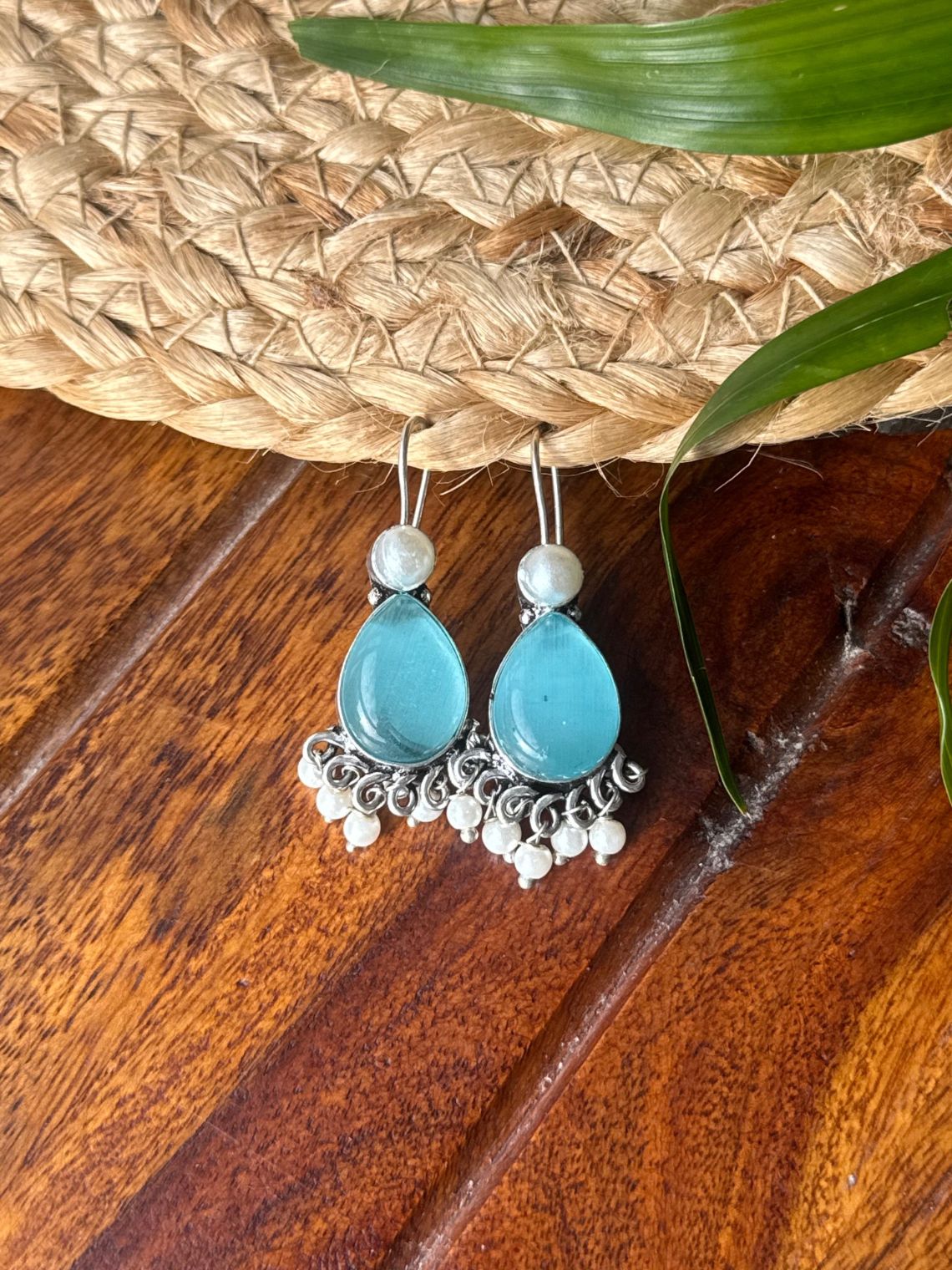 German Silver Pearl Hanging Earrings - Chowkhat Lifestyle