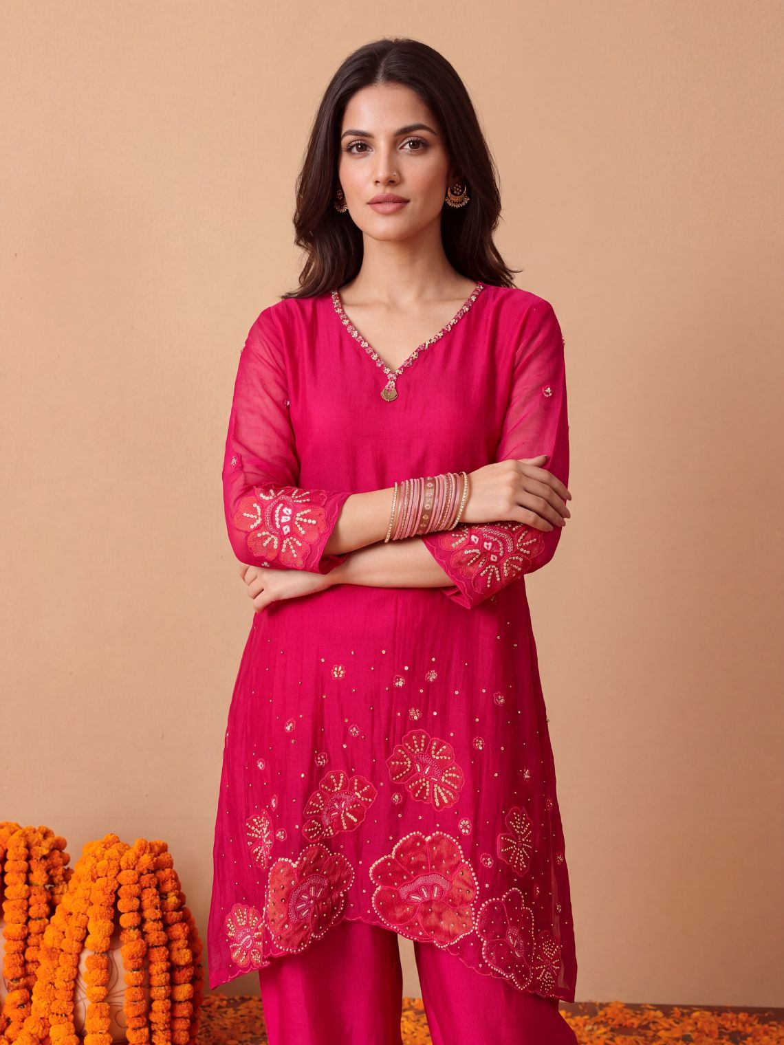 Sargam Hand Embroidered Kurta & Palazzo Pants Co ord Set - Chowkhat Lifestyle
