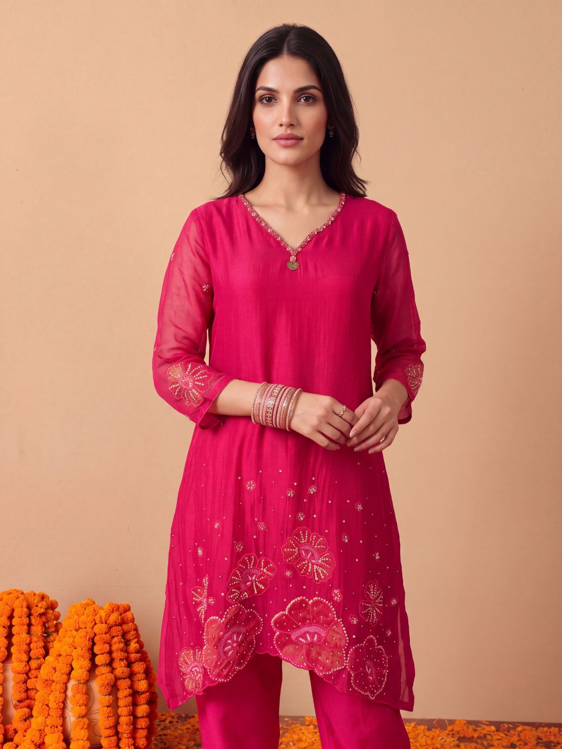 Sargam Hand Embroidered Kurta & Palazzo Pants Co ord Set - Chowkhat Lifestyle