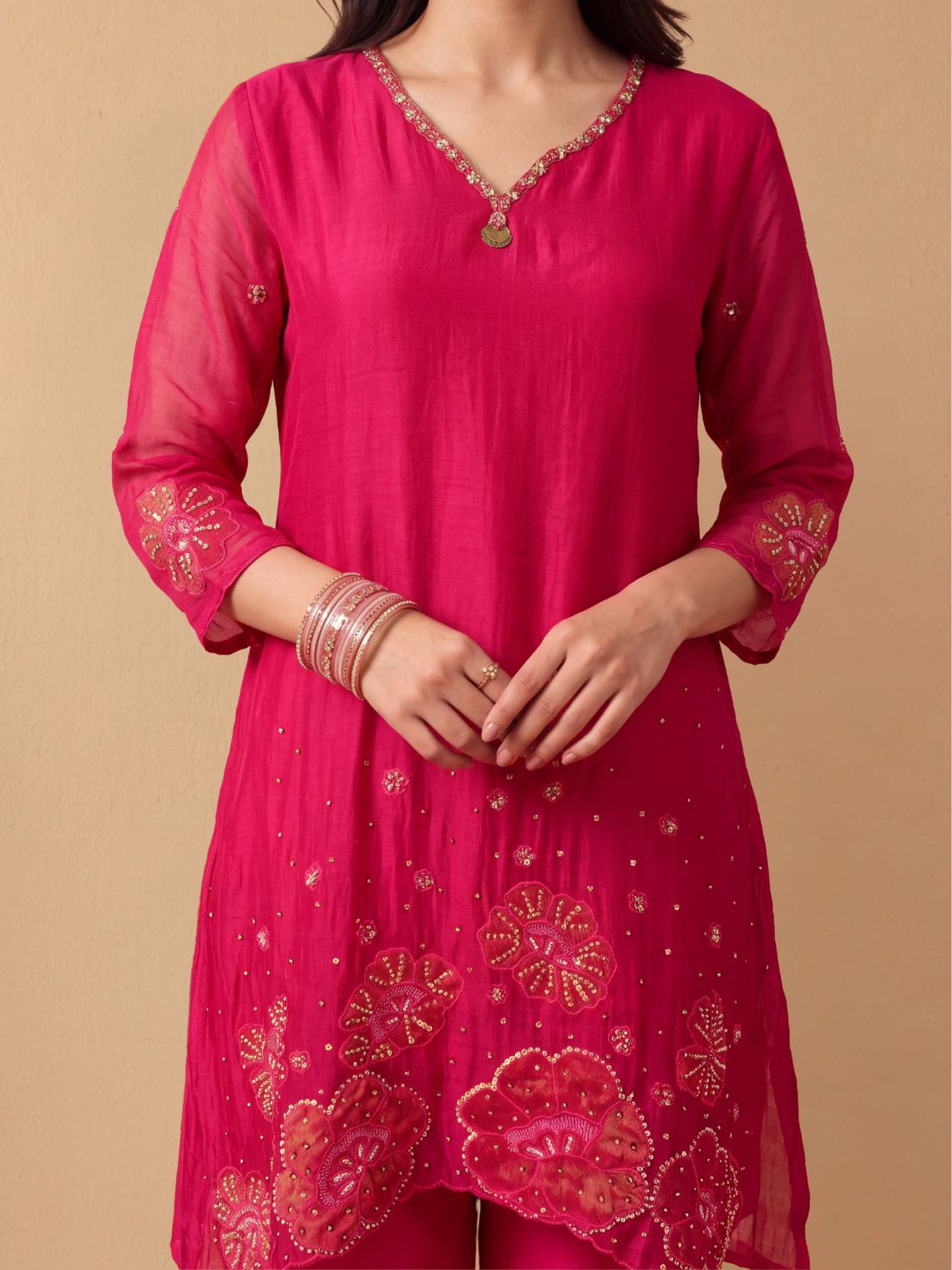 Sargam Hand Embroidered Kurta & Palazzo Pants Co ord Set - Chowkhat Lifestyle