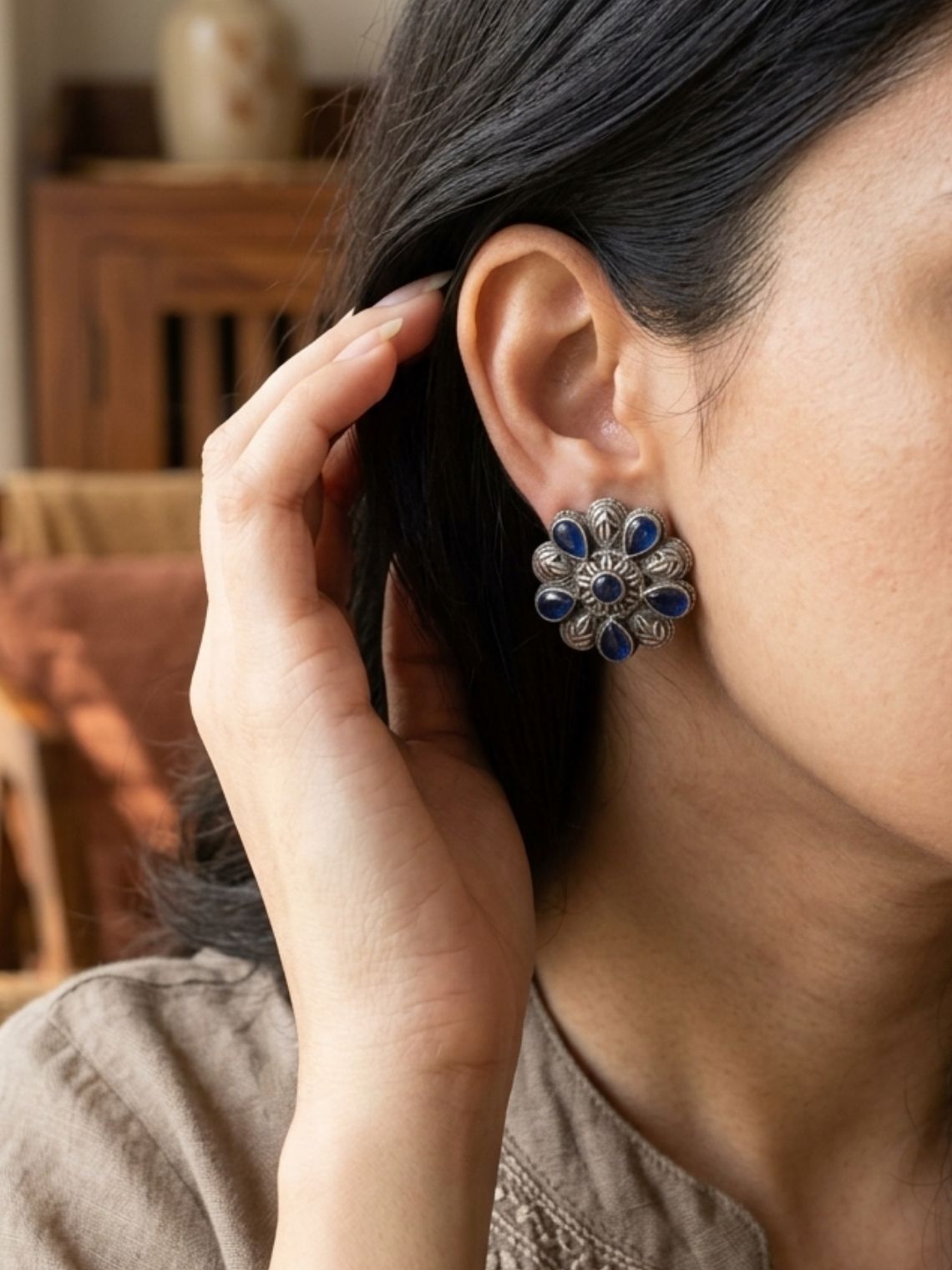 Bloom Floral Oxidised Earrings - Chowkhat Lifestyle