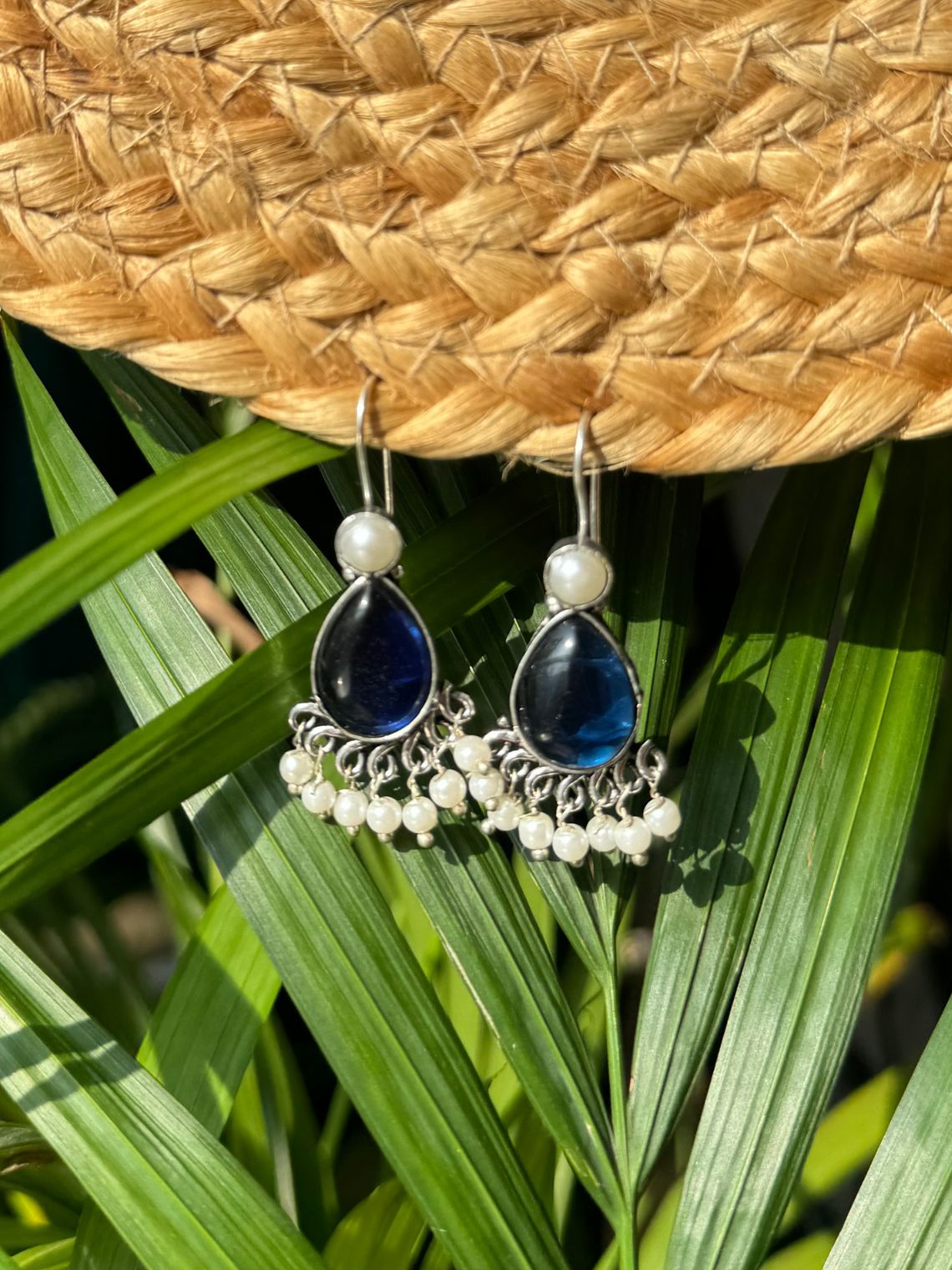 German Silver Pearl Hanging Earrings - Chowkhat Lifestyle