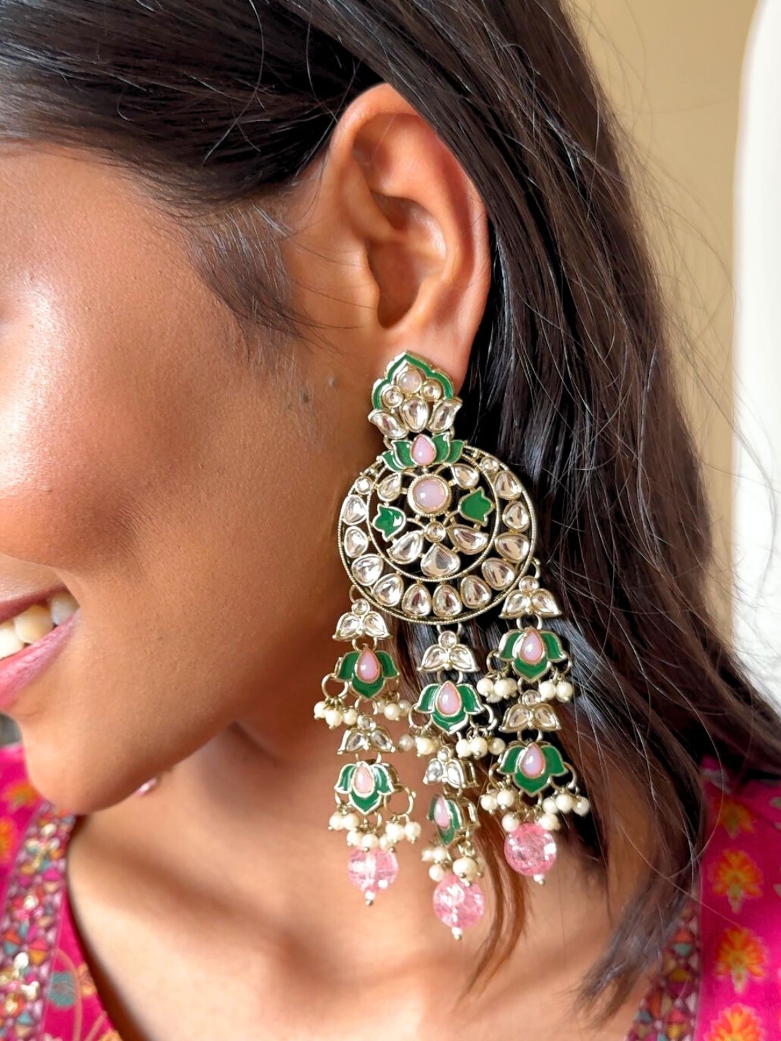 Kundan & beads Chandbali Earrings - Chowkhat Lifestyle