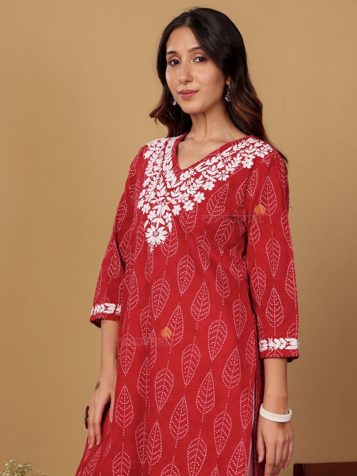 Ira Hand Printed Cotton Kurti With Hand Embroidered Chikankari - Chowkhat Lifestyle