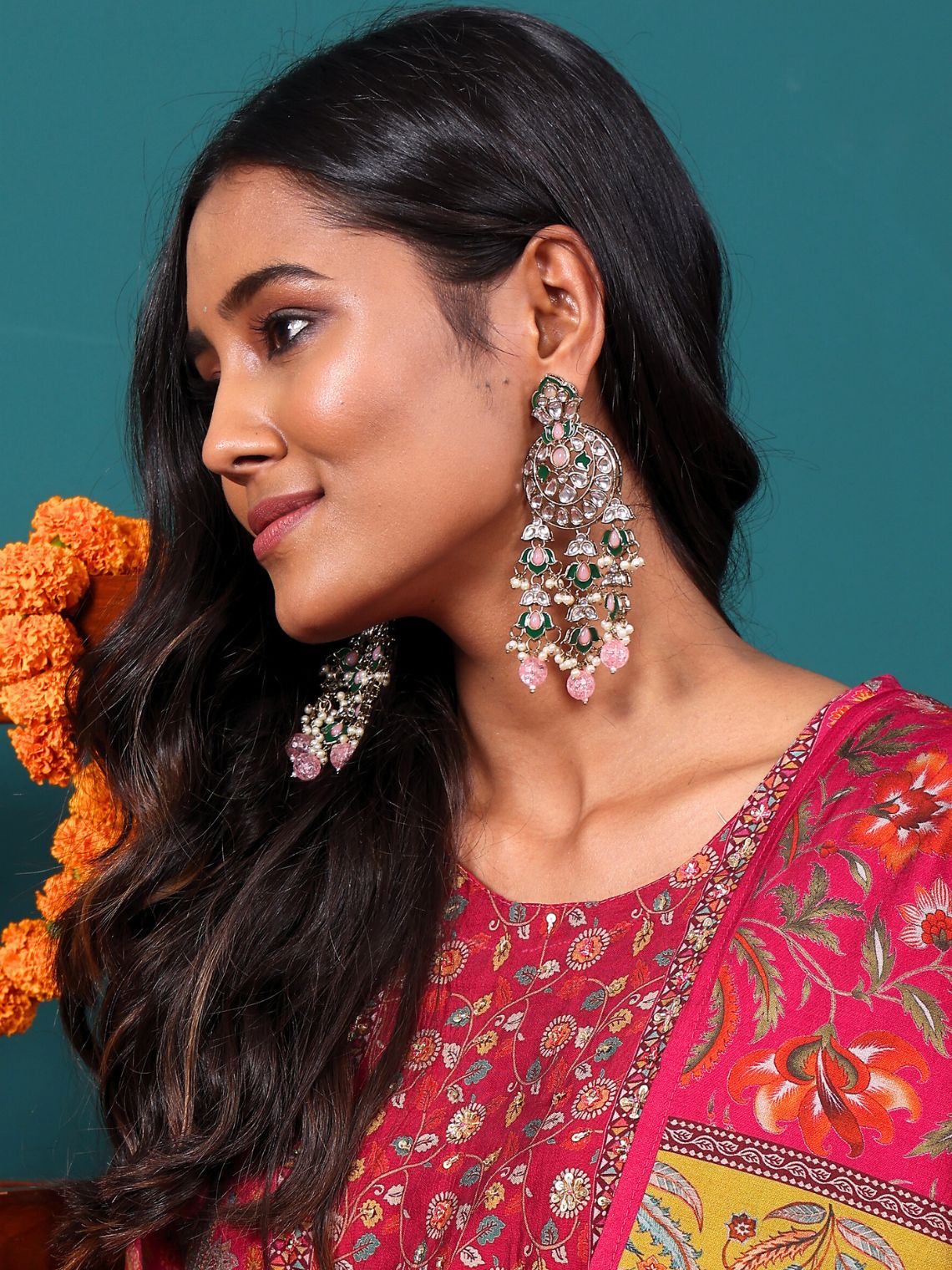 Kundan & beads Chandbali Earrings - Chowkhat Lifestyle