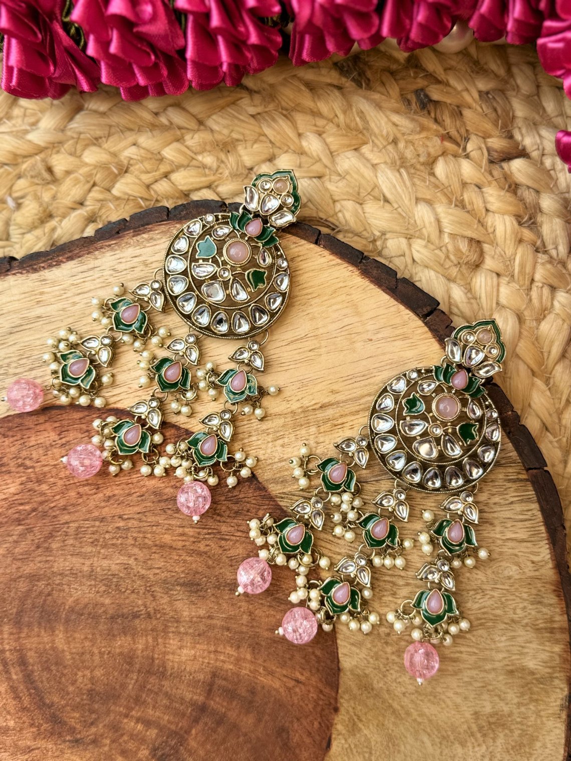 Kundan & beads Chandbali Earrings - Chowkhat Lifestyle