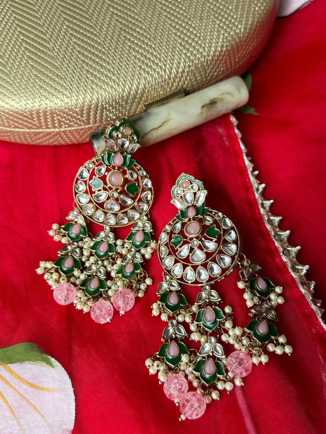 Kundan & beads Chandbali Earrings - Chowkhat Lifestyle