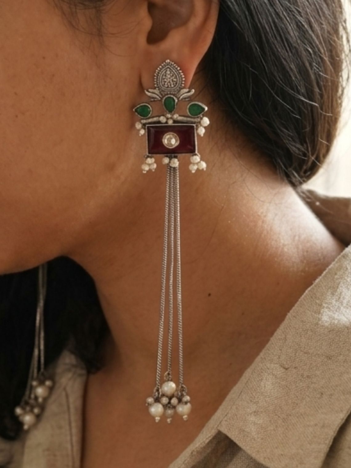 Jhanak Stone Oxidised Earrings - Chowkhat Lifestyle