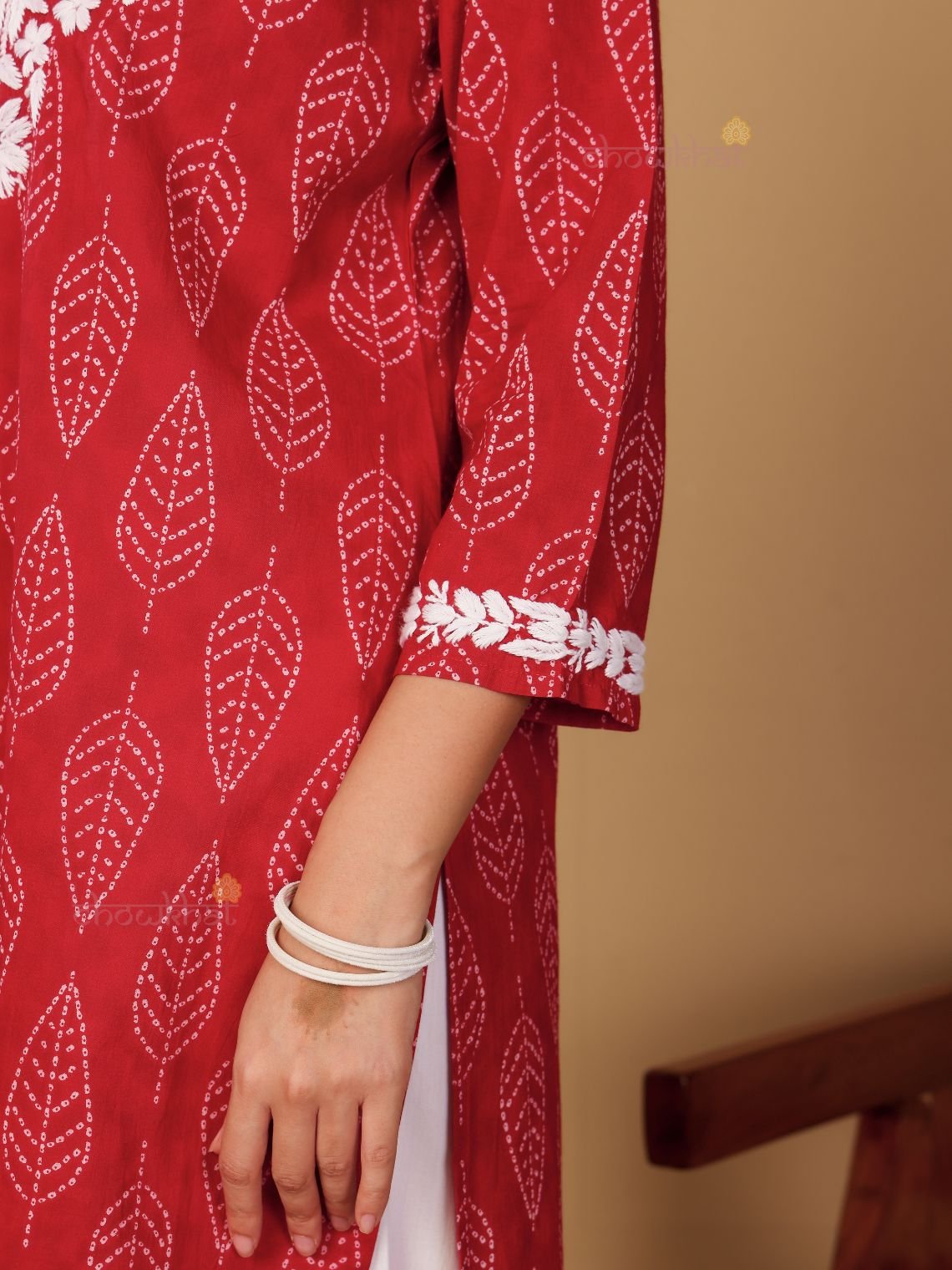 Ira Hand Printed Cotton Kurti With Hand Embroidered Chikankari - Chowkhat Lifestyle