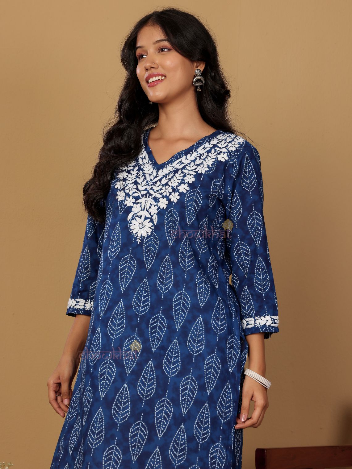 Ira Hand Printed Cotton Kurti With Hand Embroidered Chikankari - Chowkhat Lifestyle