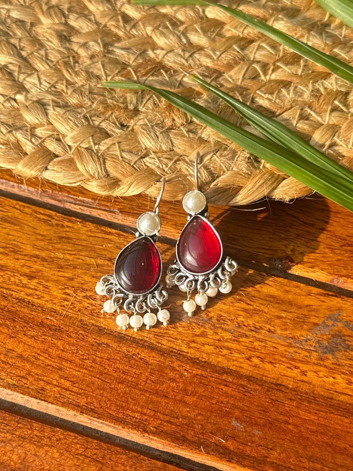 German Silver Pearl Hanging Earrings - Chowkhat Lifestyle