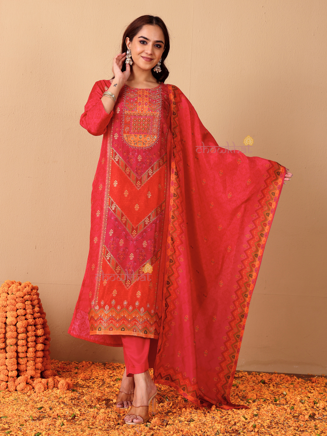 Naira Zari Silk 3 Piece Stitched Suit Set with Handwork