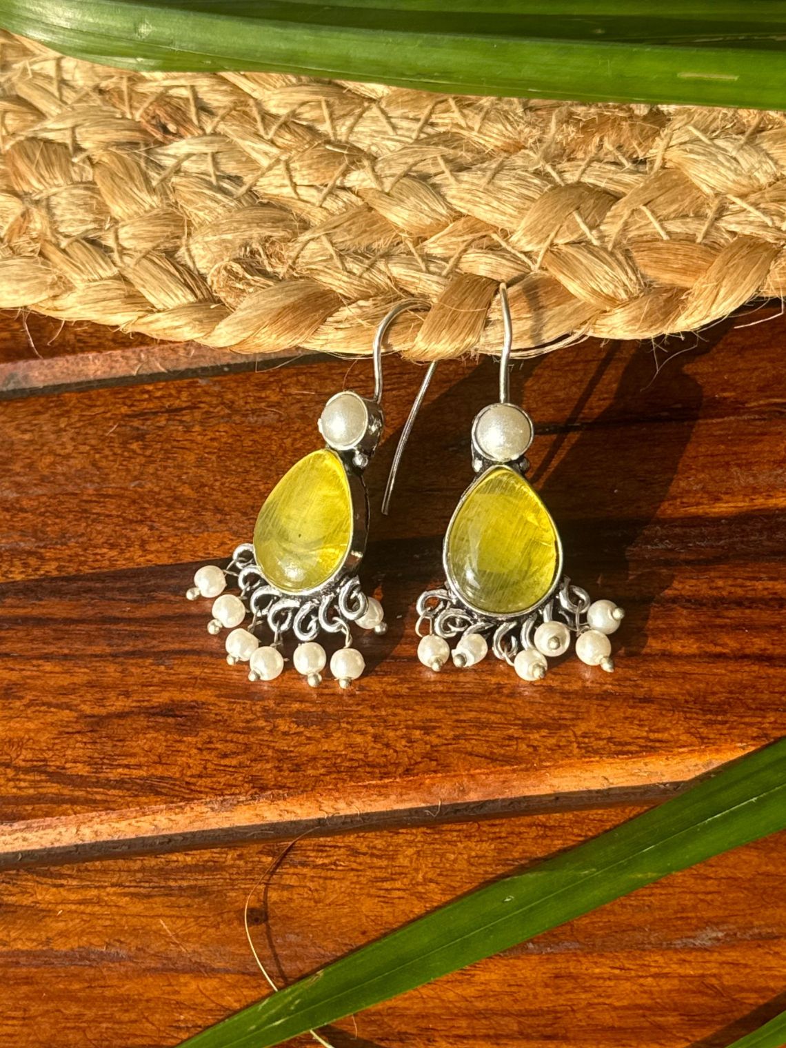 German Silver Pearl Hanging Earrings - Chowkhat Lifestyle