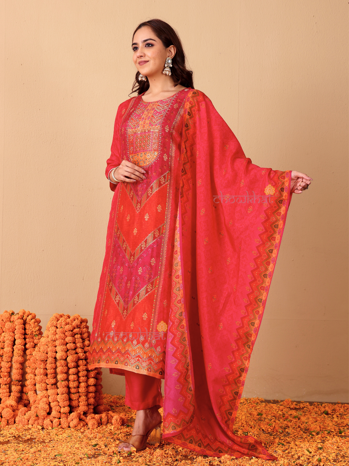 Naira Zari Silk 3 Piece Stitched Suit Set with Handwork