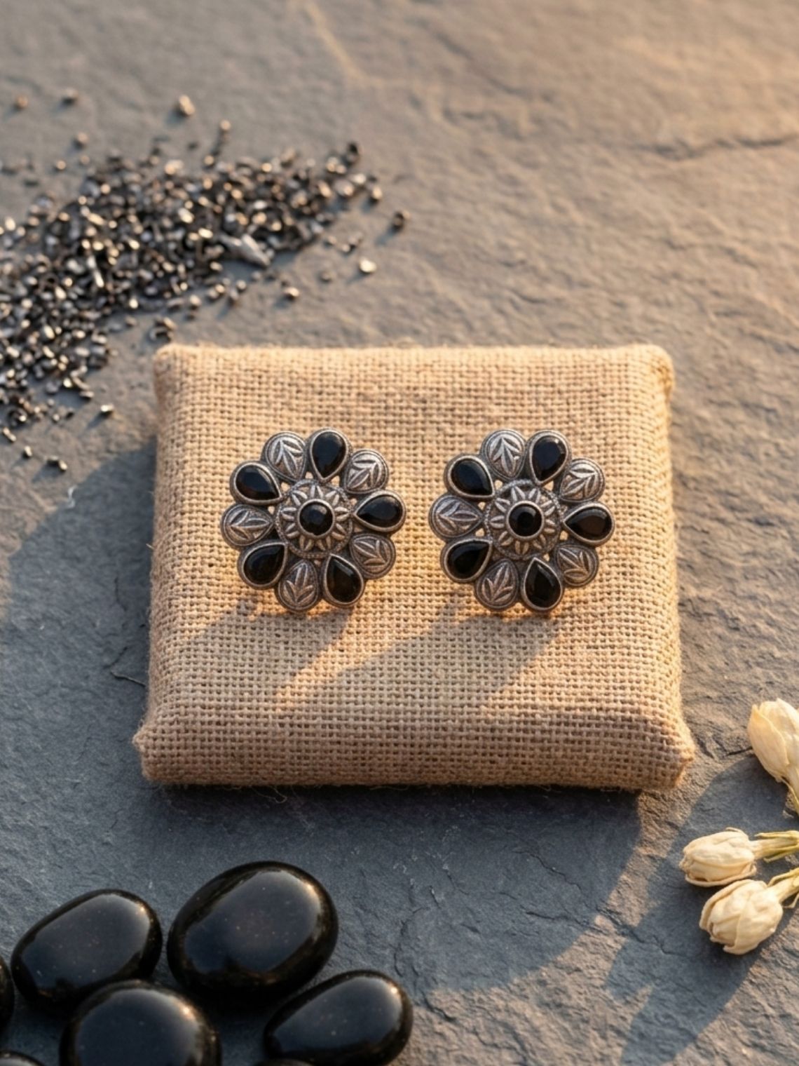 Bloom Floral Oxidised Earring - Chowkhat Lifestyle
