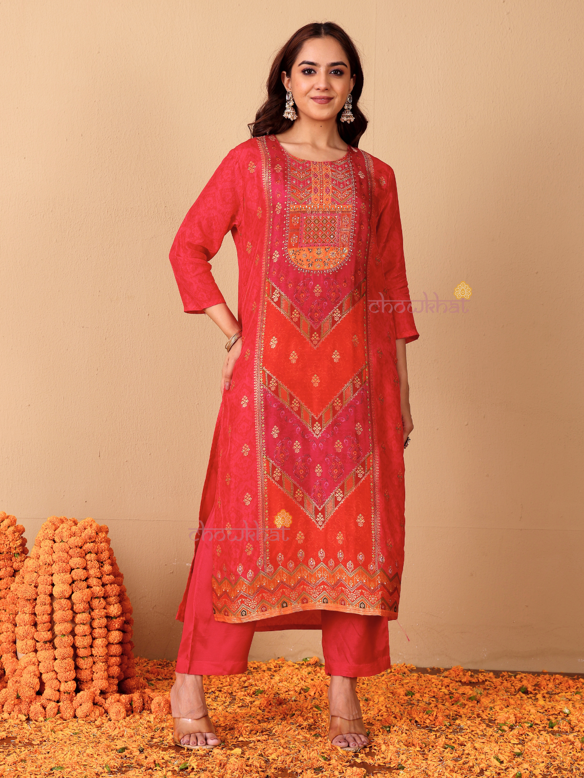 Naira Zari Silk 3 Piece Stitched Suit Set with Handwork